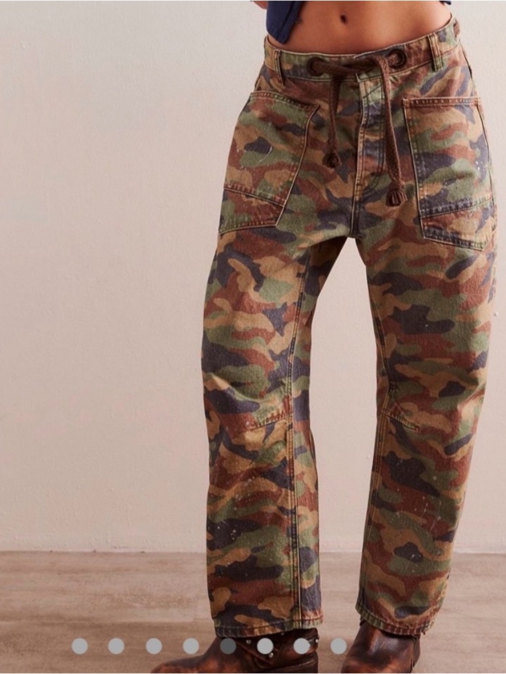 Free People Moxie Printed Barrel Jeans